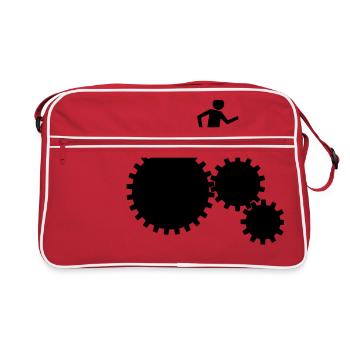 Workers in the clockwork! - Retro Bag - red/white - Front
