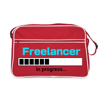 Freelancer in Progress – Self-Employment Motif - Retro Bag - red/white - Front