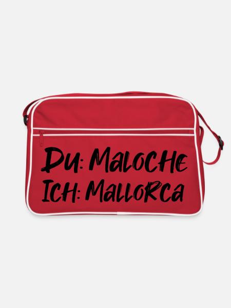 Du: Maloche Ich: Mallorca - Retro Tasche - Rot/Weiß - Vorne