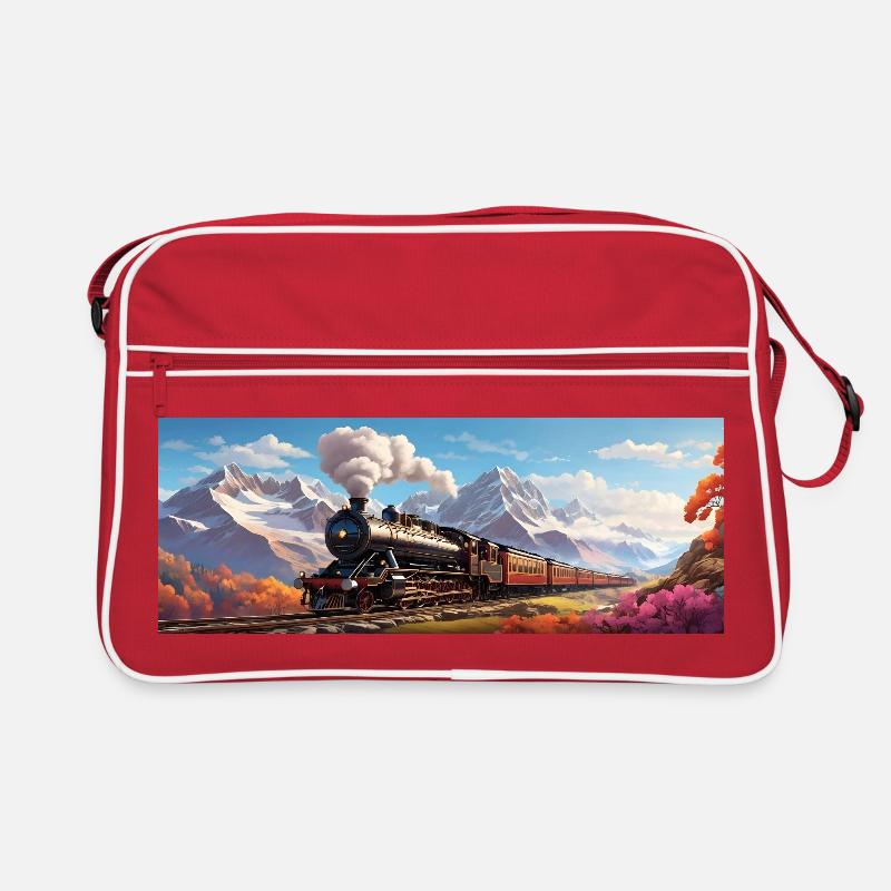 Nostalgischer Eisenbahnzug mit Dampflokomotive Retro Tasche