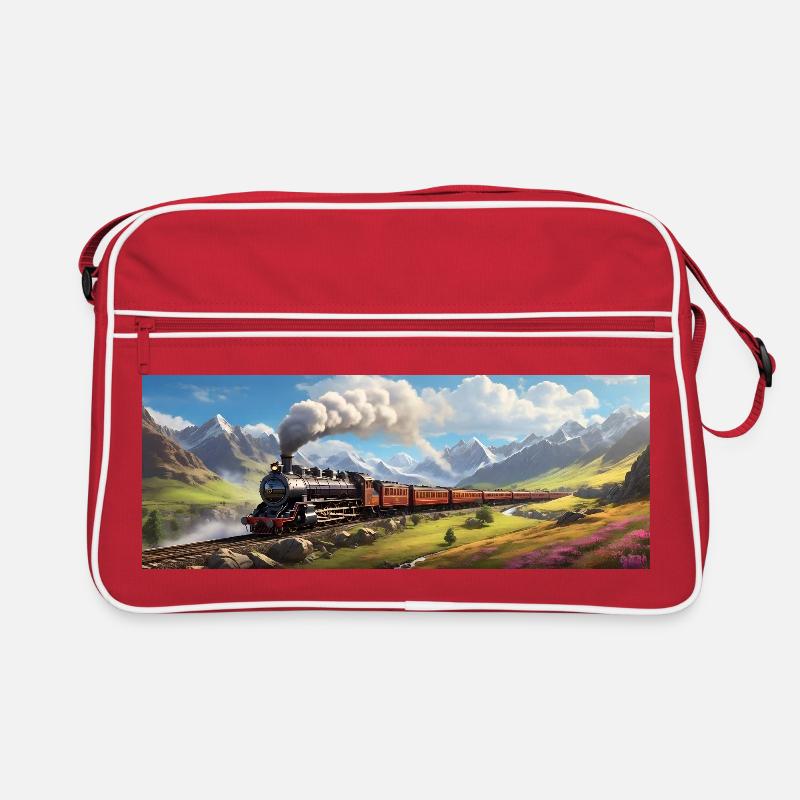 Nostalgischer Eisenbahnzug mit Dampflokomotive Retro Tasche
