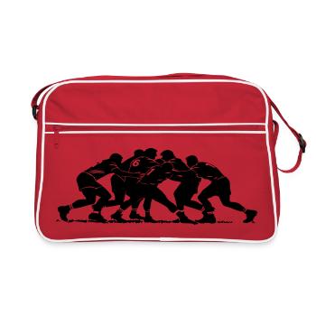 Rugby Scrum Silhouette - Retro Bag - red/white - Front