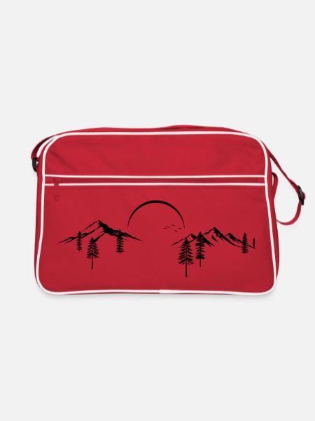 Mountain Peak Adventure Minimaliste Silhouette Art - Sac Retro - rouge/blanc - Devant