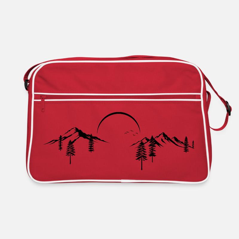 Mountain Peak Adventure Minimalist Silhouette Art Retro Bag