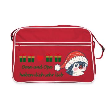 Vœux de Noël mamie et grand-père - Sac Retro - rouge/blanc - Devant