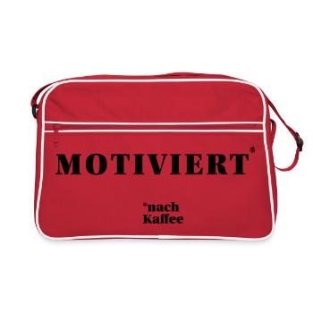 MOTIVATED – after coffee | humorous statement - Retro Bag - red/white - Front