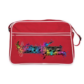 Colorful Notes Music Watercolor - Retro Bag - red/white - Front