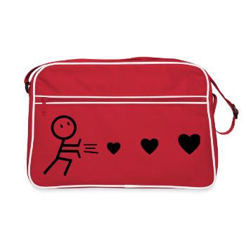 Homme Lanceur de Cœurs Noir - Sac Retro - rouge/blanc - Devant
