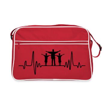 Father with two sons heartbeat dad with 2 - Retro Bag - red/white - Front