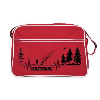 Herzschlag Puls Holzfäller Motorsäge BLACK v2 - Retro Tasche - Rot/Weiß - Vorne