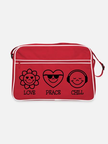 Love Peace Chill - Retro Tasche - Rot/Weiß