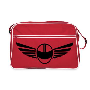 Motorcycle helmet with wings - Retro Bag - red/white - Front