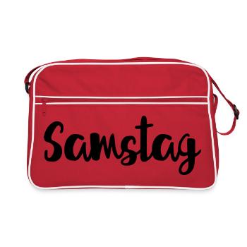 Samstag Wochenende Wochentag Woche - Retro Tasche - Rot/Weiß - Vorne
