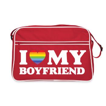 J’aime mon petit ami - LGBTQ - Sac Retro - rouge/blanc - Devant