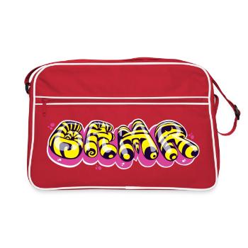 Colorful Graffiti-Style Text Design - Retro Bag - red/white - Front