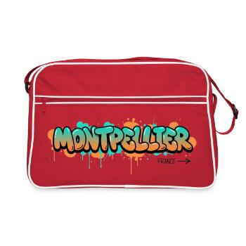 Graffiti-Stil Montpelllier Stadtname Design - Retro Tasche - Rot/Weiß - Vorne