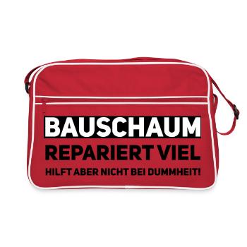 Construction Foam Artisan Saying - Retro Bag - red/white - Front
