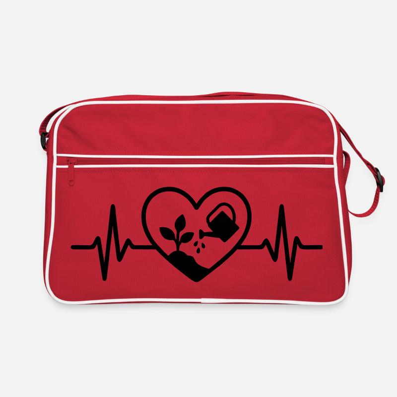 Gartenarbeit Pflanze Gießkanne Herz - Retro Tasche - Rot/Weiß