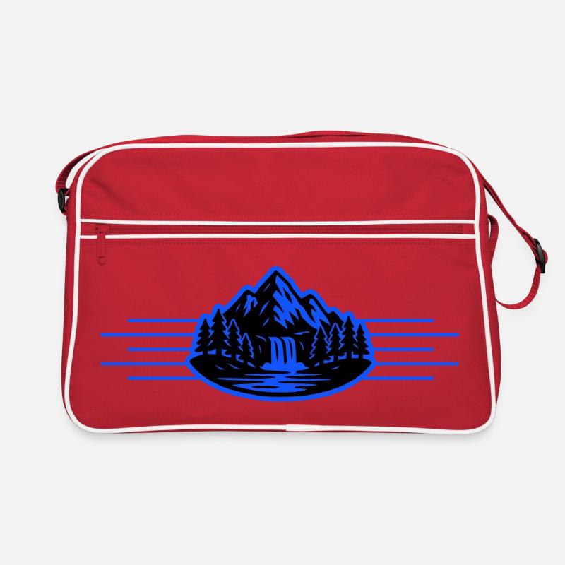 Berge Landschaft Wald Wasserfall Retro Tasche