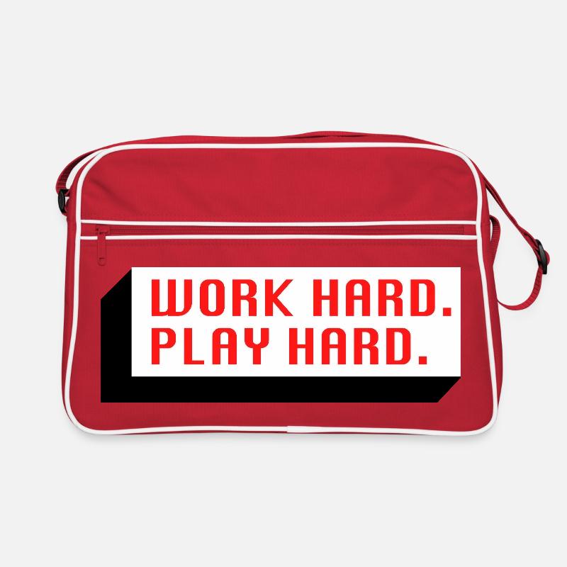 Work Hard. Play Hard. (Red) Retro Bag