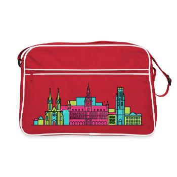Silhouette de la ville de Louvain Style de la ville de la mairie Art moderne en ligne - Sac Retro - rouge/blanc - Devant