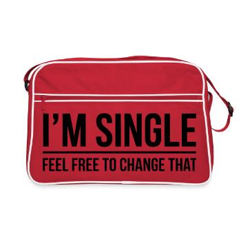 Single Sayings Singles Funny Single Gift - Retro Bag - red/white - Front