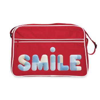 Stitch Patch Smile Schriftzug - Retro Tasche - Rot/Weiß - Vorne