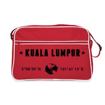 Kuala Lumpur Koordinaten Schwarzer Minimalist-Tippfehler - Retro Tasche - Rot/Weiß - Vorne
