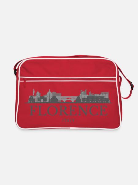 Florenz Skyline, Italien, Florenz-Silhouette - Retro Tasche - Rot/Weiß - Vorne