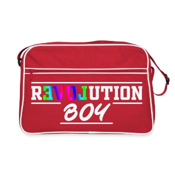 Revolution Boy Rainbow Pride Text Graphic - Retro Tasche - Rot/Weiß - Vorne