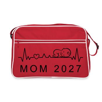 Annonce de grossesse sur le battement de cœur du bébé 2027 - Sac Retro - rouge/blanc - Devant