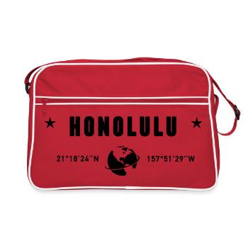 Honolulu Hawaii Coordinates Planet Earth - Retro Bag - red/white - Front