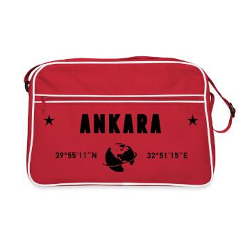 Ankara Turkey Coordinates Planet Earth - Retro Bag - red/white - Front