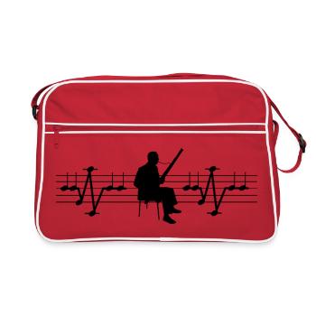 Bassoon ECG from Notes Hearbeat Heartbeat Bassoonist - Retro Bag - red/white - Front