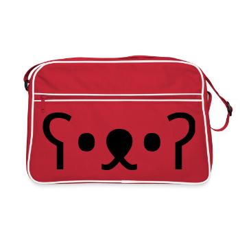 Émoticône de l’ours Kuma ʕ•ᴥ•ʔ Ours Mignons - Sac Retro - rouge/blanc - Devant