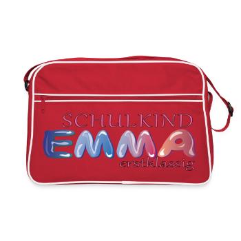 Schulkind Emma Schule - Retro Tasche - Rot/Weiß - Vorne