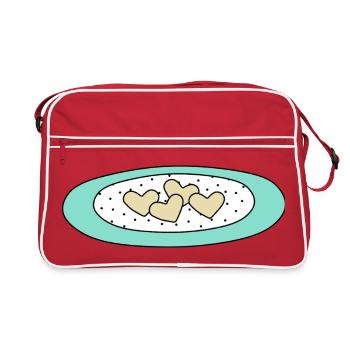 Heart Cookies on a Polka Dot Plate - Retro Bag - red/white - Front