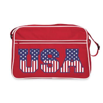 College USA Font Red White Blue Stars And Stripes - Retro Bag - red/white - Front