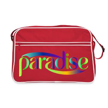 Paradise Rainbow Script Design - Retro Bag - red/white - Front