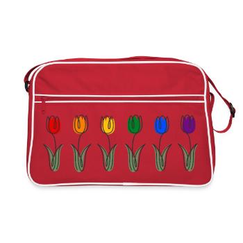 Tulipes dans la variété florale de la Fierté LGBTQ - Sac Retro - rouge/blanc - Devant