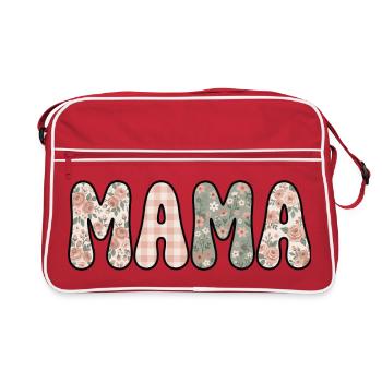 MAMA Lettres Fleurs et Vichy Rétro | Boho - Sac Retro - rouge/blanc - Devant