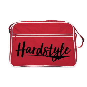 hardstyle electro trance hard bass sticker patch - Retro Bag - red/white - Front