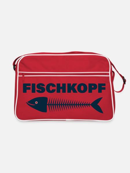 FISCHKOPF - Retro Tasche - Rot/Weiß - Vorne