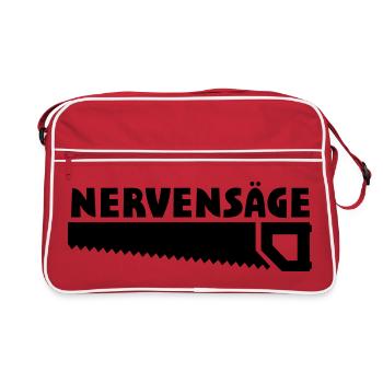 Lustige Sprüche Nervensäge - Retro Tasche - Rot/Weiß - Vorne
