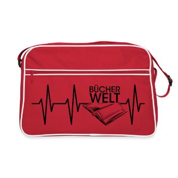 Heartbeat Book World Book Pulse Lecture Lecteur Icône - Sac Retro - rouge/blanc - Devant