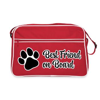 Best Friend on Board - Pfote, Hundefreund - Retro Tasche - Rot/Weiß - Vorne