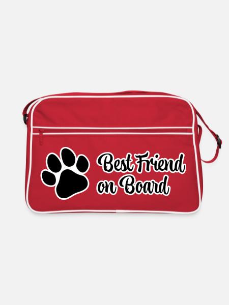 Meilleur ami à bord - Paw, Dog Friend - Sac Retro - rouge/blanc - Devant