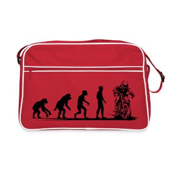 Motorrad Evolution lustig Biker Caferacer Symbol - Retro Tasche - Rot/Weiß - Vorne