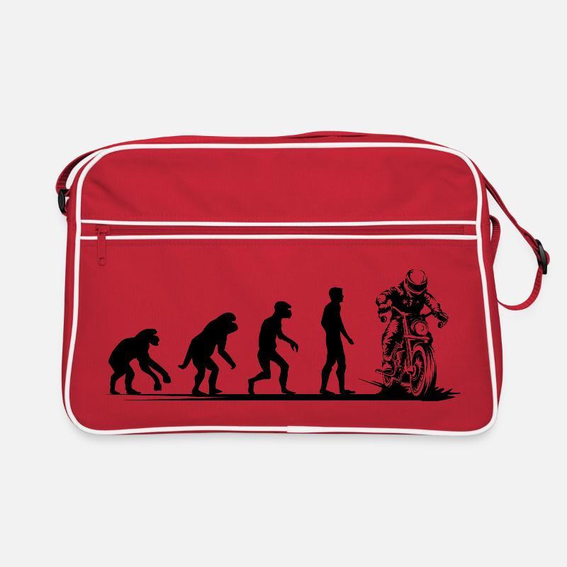 Évolution de la moto Funny Biker Cafe Racer Icon - Sac Retro - rouge/blanc