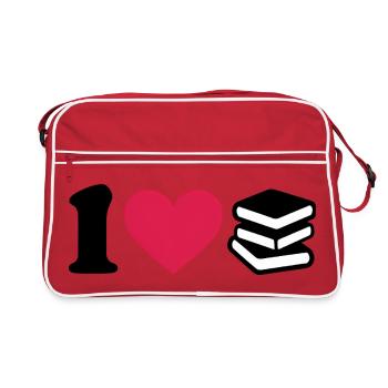 Minimalist I Love Books - Retro Bag - red/white - Front